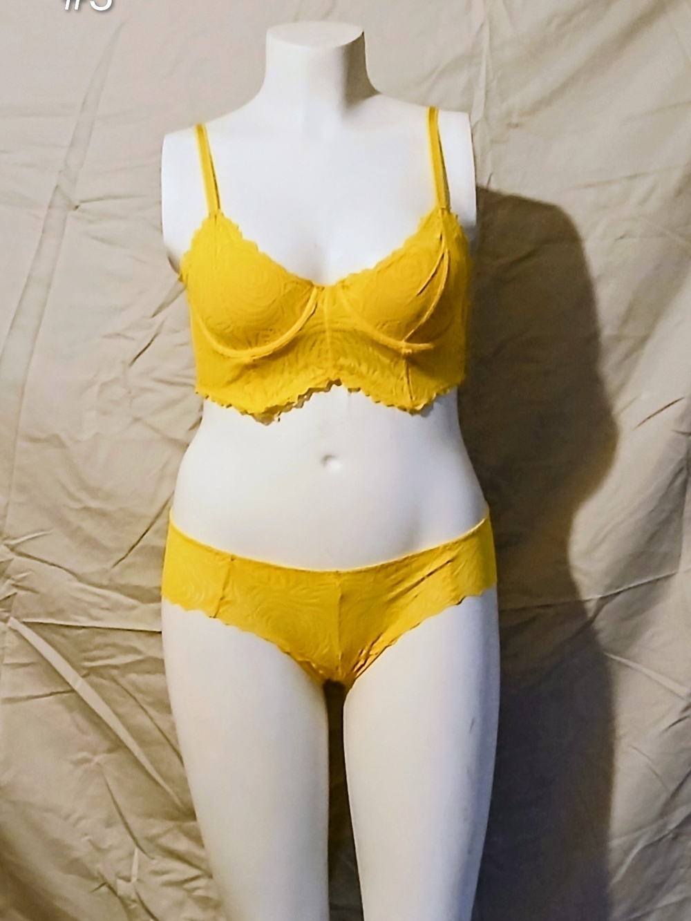 Adore Me Mustard Yellow Lace Bralette & Brief Set